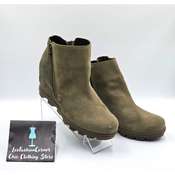 Sorel Women's Olive Green Suede Leather Joan of Arctic Chelsea Boots Size 8 2514 - Picture 6 of 16